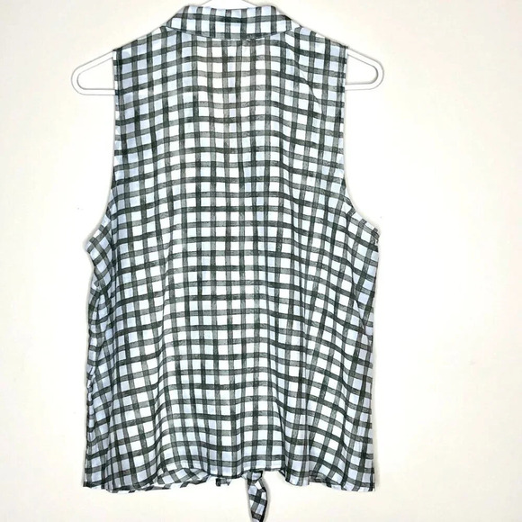 J.Jill Checkered Sleeveless Tie-Hem Blouse, Size M - Picture 2 of 10
